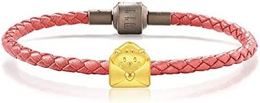 Chow Sang Sang 999 24K Solid Gold Envelope Cat Kitten Mini Charm Bracelet for Women 92442C (Gold, 19 CM)