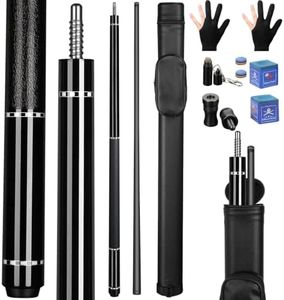 Kmise Carbon Fiber Pool Cue, 100% Carbon Fiber Shaft 58" Professional Pool Sticks for Adults Full Carbon Technology, 12.5mm Tip, 3/8-8 Joint Pin, 19.5oz, Low Deflection Pool Queue Black