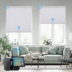 SmartWings Motorized Roller Shades, 100% Blackout Auto Smart Window Blinds with Zigbee Motor Alexa, Cordless Remote Control Rechargeable, White, W36 xH72