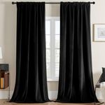 Joydeco Black Velvet Curtains 96 inch Length 2 Panels Burg Set, Luxury Rod Pocket Thermal Insulated Window Blackout Curtain, Room Darkening Drapes for Living Dining Room Bedroom Privacy