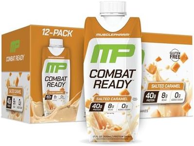 MusclePharm Combat Ready High Protein Shakes Ready to Drink, 40g Protein, 8g BCAAs, 8.7g Glutamine, 5g Fiber, No Added Sugar, Gluten Free, Salted Caramel, 17 Fl Oz (Pack of 12)