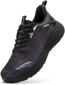 FitVille Men's Extra Wide Running Trainers Arch Support Jogging Shoes Road Running Sneakers Walking Shoes for Plantar Fasciitis Midnight Black