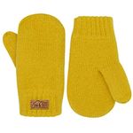 JAN & JUL Knit Toddler Mittens with Fleece Lining for Fall and Winter (Mustard, Size M)