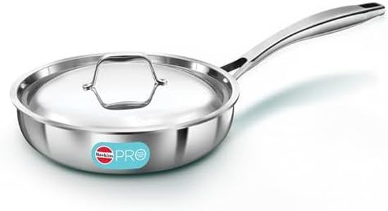 Hawkins Pro 22 cm Frying Pan, Triply Stainless Steel Fry Pan with Stainless Steel Handle and Stainless Steel Lid, Silver (PSF22S)