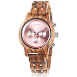 BOBO BIRD Women Wooden Watches Luxury Wood Metal Strap Chronograph & Date Display Quartz Watch Fashion Zebra Wood Casual Business Ebony Wristwatches (Pink)