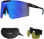 OUTDOORSPARTA Sports Sunglasses(3. Black/Point Temple, Revo Blue Lens)