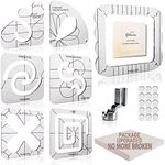 Halandar 6 Pcs Free Motion Quilting Template Series with 1 Quilting Frame 1 Ruler Foot 15 Non-Slip Mats 1 Instruction, 3mm Acrylic Templates for DIY Quilting Tool on Sewing Machine Ruler