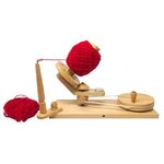 Galaxy Indiacraft Wooden 14.5 cm Dia Big Wheel Hand Operated Rapid Yarn Ball Winder | Swift, Yarn, Wool, and String Holder| Knitting & Crochet Accessories (Light Wooden)