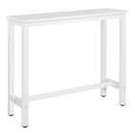 WOLTU Kitchen Bar Table Counter Breakfast Dining Table White Coffee Table Metal Legs with Footrest for Kitchen Dining Room Conservatory Patio