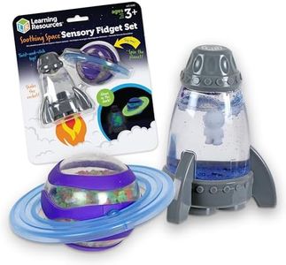 Learning Resources Soothing Space Sensory Fidget Set: Calming Sensory Toys, Tactile STEM Fidgets for Kids, Cute Planet Spinner, Calm Down Corner Supplies & Cool Gifts for Toddlers Ages 3+