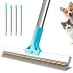 Carpet Rake for Pet Hair Removal Tool, 2 in 1 TPU and Copper Rake Teeth Uproot Clean Hair Remover with 63’’ Adjustable Long Handle, Reusable Cat & Dog Fur Broom for Carpets,Rugs, Mats