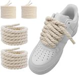 NDTEZUGT 13/32''(10mm) Thick Rope Shoe Laces Strings for 1 Sneakers, Round Cotton Chunky Shoelaces Replacement Laces (Beige-02, 54''/140cm)