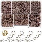 GMMA Red Copper Jump Rings for Jewelry Making 6 Sizes with Open/Close Tools 1400 Pcs Stainless Steel Jump Rings for Necklace Bracelet Repair Keychains Jewelry Making Supplies(Red Copper)