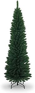 7Ft/2.1m Slim Christmas Tree Artificial Green Pencil Tree 625 Pointed Tips, Metal Stand, Holiday Home Decorations