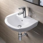 Kemjo Wall Mounted Wash Basin for Bathroom | Wall Hung Wash Basin/Sink (18.5 x 14.4 x 7.7 inch Inch, GOLD (BWB-16))