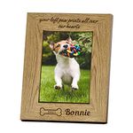 Personalised Photo Frame Engraved 7X5 Wooden Photo Frame Gift for Pets Dog Cat Memory Wipe Pet Memorial Picture Frame Condolence for Animal Lovers Pet Loss Paw Print Keepsake (Bone)