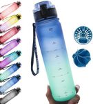 Live Infinitely 24 oz Water Bottle with Time Marker - Insulated Measured Water Tracker Screen - BPA Free Gym Water Bottle - Locking Flip Top Lid, Rubberized (Twilight, 24oz)