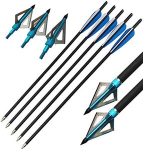 Crossbow Arrows Hunting Carbon Arrow 18" 20" 22" Crossbow Bolts with 4" vanes Feather and Replaced Arrowhead for Outdoor Bow Hunting (12 pcs, 20 '')