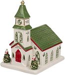 Spode Christmas Tree Miniature Christmas Village Figural Decoration, LED Lighted Christmas Village Set, Ceramic Holiday Decor - Dolomite Christmas Collectible for Indoor Display (Church)