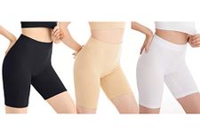 Amazingjoys Seamless Slip Shorts Women's Smooth Slip Panties for Under Dresses (USBlack+Beige+White, US-L)