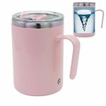 DaaSiGwaa Rechargeable Self Stirring Mug - Magnetic Adsorption Charging | IPX7 | Electric Auto Mixing Stainless Steel Cup 400 ml/13.5 oz(Pink)