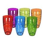 LIVIVO Set of 6 Hi Ball Plastic Acrylic Drink Tumblers with Swirl Design - Stackable Glasses Great for Picnics, BBQ’s, Poolside, Camping, Children’s Parties or Just Everyday Use (Set of 6, Colour)