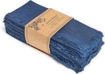 ACCENTHOME Navy Cotton Linen Napkin Set of 6 18x18 inch Dinner Napkins - Washable Soft Premium Hotel Quality Reusable Napkins Perfect Table Napkins for Family Dinners, Weddings & Everyday Use