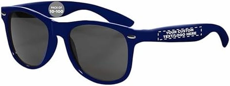 DISCOUNT PROMOS Custom Plastic Tahiti Sunglasses Set of 50, Personalized Bulk Pack - UV Protection, Perfect for Party, Beach, Outdoor - Navy