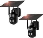 Xega 2 Pack Solar CCTV Camera Outdoor Wireless, 360°View 2K PTZ Security WiFi Camera with 8000mAh Rechargeable Battery IP Camera, Color Night Vision, 2-Way Audio, PIR Detection, IP66