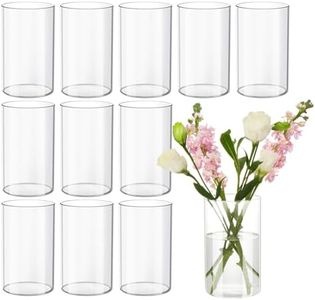 Devilfire 12Pcs Glass Cylinder vases for Centerpieces, 6 Inches Tall Flower Vases Wedding Decorations,Bulk Cylinder Flower& Plant Vases,Hurricane Candle Holder for Table Shelf, Party.