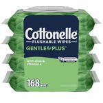 Cottonelle GentlePlus Flushable Wet Wipes with Aloe & Vitamin E - 4 Flip-Top Packs, 168 Total Flushable Wipes