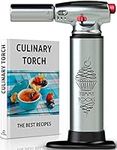 Best Culinary Torch - Chef Torch for Cooking Crème Brulee - Aluminum Hand Butane Kitchen Torch - Blow Torch with Adjustable Flame - Cooking Torch - Perfect for Baking, BBQs, and Crafts + Recipe Ebook