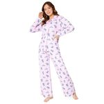 Disney Stitch Womens Pyjamas Set Nightwear Button Front Long PJs Lounge Set S-XL Women Teenagers Stitch Gifts (Pink, XL)