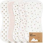 5-Pack Muslin Burp Cloths for Baby Boys and Girls - Organic Baby Burp Cloth, Bamboo Viscose Cotton Baby Washcloths, Burp Rags, Large Neutral Burp Clothes for Newborn (Petals)