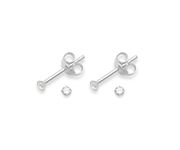 Set of 2 PAIRS Heather Needham Sterling Silver Cubic Zirconia stud Earrings - SIZE: TEENY TINY 2mm - Very Small & discreet. Gift Boxed. 5549CL