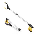 Litter Picker Grabber Stick, 26inch Helping Hand Grabbers for Disabled, Litter Pickers for Adults Foldable Rotating 360 Degree Reaching Aids (26" Yellow)