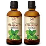 Peppermint Essential Oils 2x100ml - Mentha Piperita - India - 100% Pure & Natural Oil - Best Benefits for Calming - Home Fragrances - Best for Aromatherapy - Diffuser - Aroma Lamps