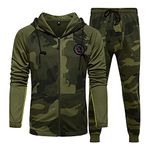 AOTORR Mens Tracksuit Set Gym Jogging Bottoms Full Zip Joggers Sports Suit Hoodie Jacket with Pockets Army Green 2XL