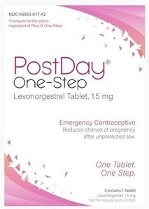 PostDay One-Step Levonorgestrel Tablet - Emergency Contraceptive to Reduce Risk of Pregnancy - Backup Birth Control - Female Contraceptive - Does Not Affect Existing Pregnancy - 1.5 mg - 1 Tablet