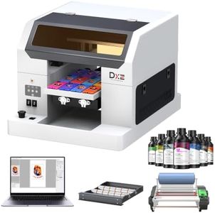 DXZ 2026 Upgraded A3 UV Printer Bundle with Laptop & Laminator, 3D Emboss UV Flatbed Printer with White Ink Mixing System, Direct Printing for Acrylic, Glass, Wood, Phone Cases, A/B Film Included