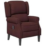 HOMCOM Massage Recliner Chair for Living Room, Push Back Recliner Sofa, Wingback Reclining Chair with Extendable Footrest, Remote Control, Side Pockets, Brown