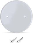 AP-12031, 5 Inch White Metal Ceiling Blank-Up Cover, Used to Cover 3-1/2 Inch Round/Octagon Box Openings In Ceilings or Walls, Mounting Screws Included, Holes Are Spaced 2.75 Inches