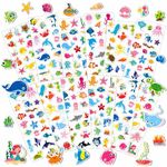 UPINS 12 Sheets Ocean Stickers for Kids, 3D Puffy Stickers Under The Sea Animal Stickers Cute Fish Shark Foam Stickers for Boys Girls Birthday Gifts Classroom Reward DIY Crafts Decorations