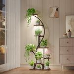 LATIBELL Plant Stand Indoor with Grow Light, 8 Tiered Metal Plant Shelf indoor, 65'' Tall Plant Stands for Indoor Plants Multiple, Flower Stands for Indoor Plants Living Room, Patio, Balcony (1 Pack)