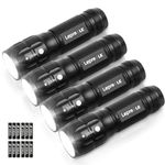 LE LED Torch, LE1000 Powerful Handheld Flashlight, Super Bright, Pocket Size, Lightweight, Suit for Camping, Cycling, Running, Dog Walking and More Outdoor Use, 12 AAA Batteries Included, Pack of 4