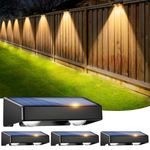 sununiny Solar Fence Lights Outdoor Garden,4 Pack Solar Garden Lights IP65 Waterproof,9 Colors 11 Modes RGB Wall Fence Lights Solar Powered for Outside Backyard,Pathway,Yard