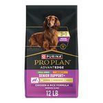 Purina Pro Plan Dry Dog Food, AdvantEDGE Senior Support+ Small Breed Shredded Blend Chicken and Rice Formula - 5.44 kg Bag (1 Pack)