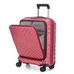 RMW Carry on Suitcase 20-Inch with Laptop Compartment, ABS+PC Hardshell Spinner Trolley for Lightweight 4 Wheels Cabin Luggage with TSA Locks,Expandable Hand Luggage Suitcase (Red Wine)