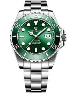 Pagani Design New Men Reloj de Pulsera Mecánico de Lujo Bisel de Cerámica Reloj Automático Reloj de Cristal de Zafiro para Hombres Relogio Masculino... (Verde Plata PO-1639)