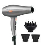 AGARO HD-1124 2400 Watts Professional Hair Dryer with AC Motor, 2 Concentrator Nozzle, Diffuser, Hot and Cold Air, 2 Speed 3 Temperature Settings with Cool Shot for Both Men and Women, Silver